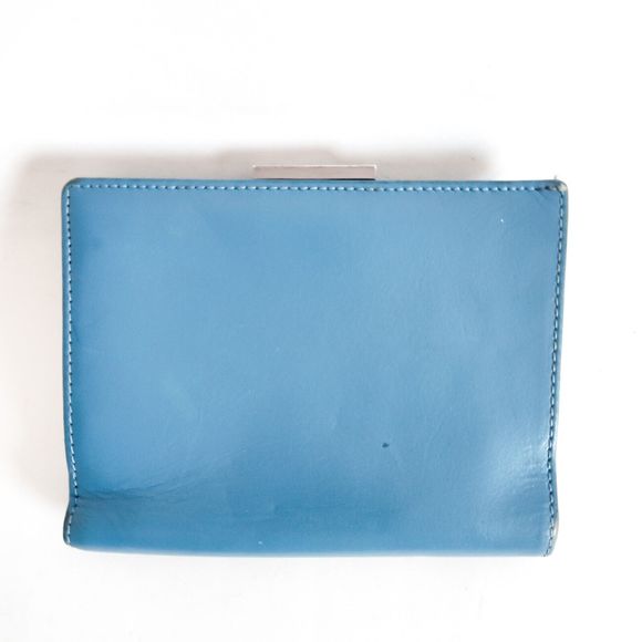 Vintage COACH Minimalist Baby Blue Smooth Leather Wallet Bi-Fold Coin 5"x4" - Picture 3 of 6